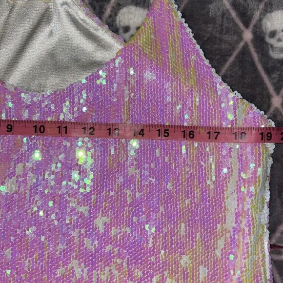 Anna Kaci sparkling sequined white/ pink racerback party, event tank. Size XXL - Picture 12 of 14